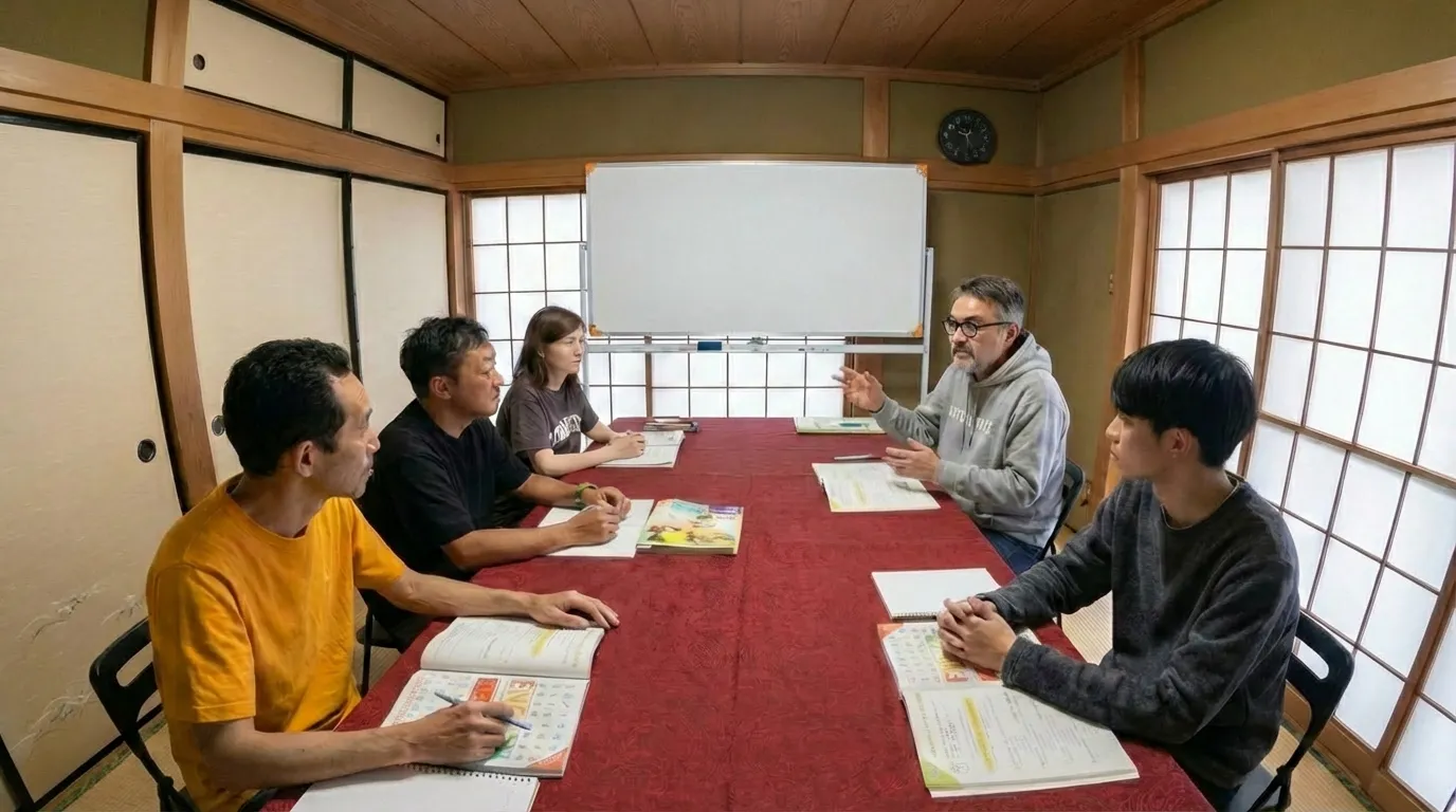 藤枝のスターフィッシュ英会話教室で少人数レッスンを教えるリチャード講師